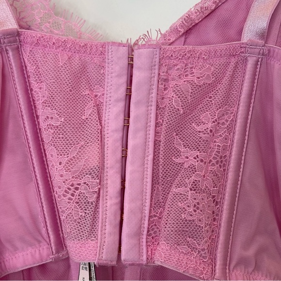 Victoria's Secret Dream Angels Lace Up Corset Top Lilac Chiffon Size M - DD - Picture 8 of 12